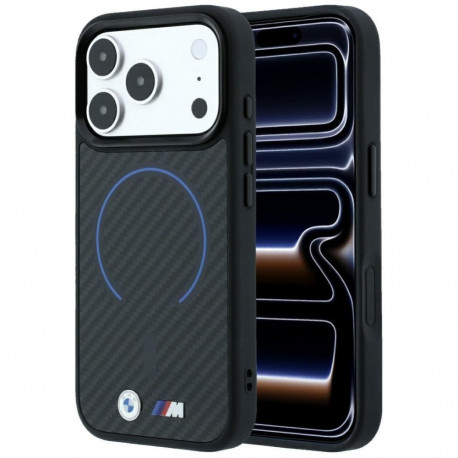 BMW BMW M Kevlar Blue Print Ring Metal Logo MagSafe Case for iPhone 18 Pro / 17 Pro - Black