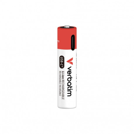 Akupatareid Verbatim AAA USB-C pesaga, 4 akupatareid 500mAh 1.5V ja usb-c laadimiskaabel