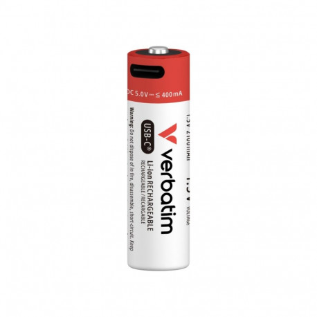 Akupatareid Verbatim AA USB-C pesaga, 4 akupatareid 2100mAh ja usb-c laadimiskaabel