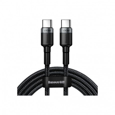 Cafule USB Type C–USB Type C kaabel 100W 2m, hall/must