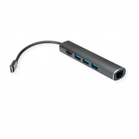 "USB Typ C Dockingstation HDMI 4K 3x USB Typ A Gigabit Ethernet grau"