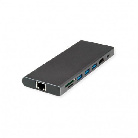 USB Type C dokkimisjaam HDMI 4K60 4x US3.2Gen1 1x C + 3x A 1x PD 1x SD/TF 1x RJ45 1x 3.5mm