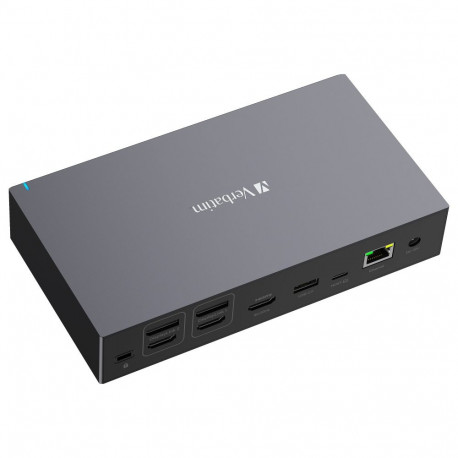 D Verbatim dokkimisjaam CDS-17 17 pordiga, HDMI, DP, RJ-45, USB-A, USB-C, SD, microSD, Audio, alumii