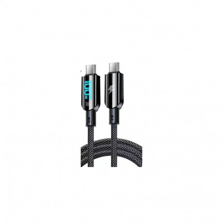Vakoss kaabel TC-U560 USB-C to USB-C digitaalse ekraaniga 100W 1.5m, must