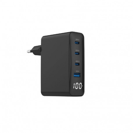 Gembird mobiilseadmete laadija TA-UC-PDQC100LCD-01-BK sülearvutile ja nutitelefonile AC kiirlaadimis