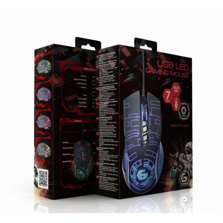 Gembird MUSG-RGB-01 mouse Gaming Right-hand USB Type-A 3600 DPI