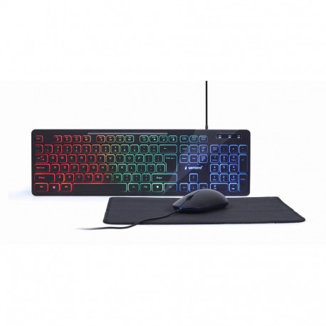 Gembird klaviatuur KBS-UML-01, hiir kaasas Home USB QWERTY US English, must