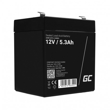 Green Cell UPS-aku AGM45 suletud pliiaku (VRLA) 12V 5.3Ah