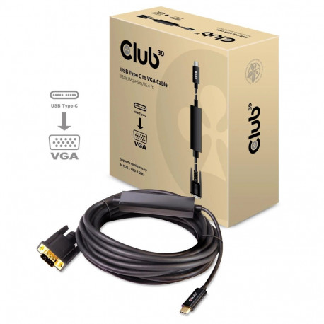 CLUB3D aktiivne USB Type C–VGA-kaabel M/M 5m/16.40ft