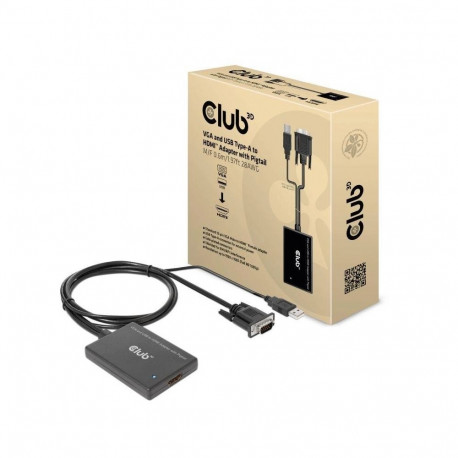 CLUB3D VGA and USB Type-A to HDMI Adapter with Pigtail M/F 0.6m/1.97ft 28AWG
