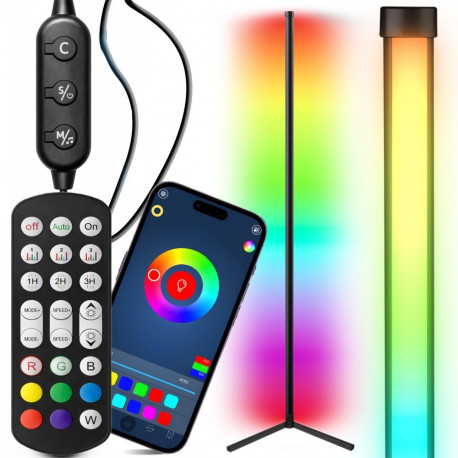 Nurgapõrandalamp RGB LED 150cm kaugjuhtimispult rakendus muusikasensor