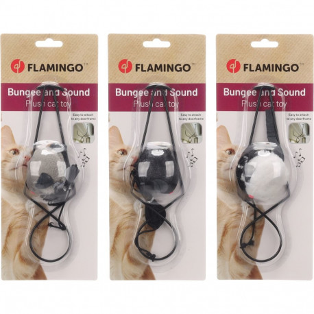 Flamingo door-hanging mouse toy with sound for cats assorted