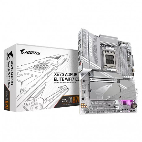 GIGABYTE X870 AORUS ELITE WIFI7 ICE Motherboard - Supports AMD Ryzen 9000 CPUs  16+2+2 Phases Digita