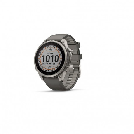 Garmin fenix 9 Pro Solar smartwatch, inReach, 47mm, Titanium with Pebble Grey Silicone Band