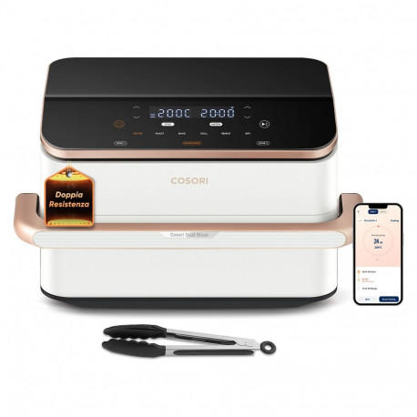 "Cosori Heißluftfritteuse Dual Blaze Twinfry CAF-TF101S-WEUR (wei, 2.800 Watt, Korb 10 Liter / 2x 5 