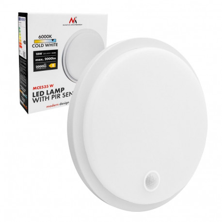 Maclean LED-lamp MCE535 W liikumisanduriga, PIR-andur, valge, 10W/15/18W, IP65, muudetava värvitempe
