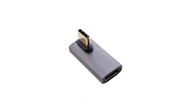 InLine USB4 adapter, USB-C plug/socket vertical right/left angled, alu, grey