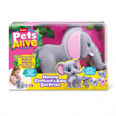 PETS ALIVE mängukomplekt Mama Elephant & Baby Surprise