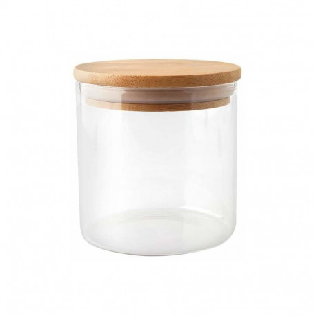 JAR STORAGE ROUND GLAS W BAMBO LID 1.1L
