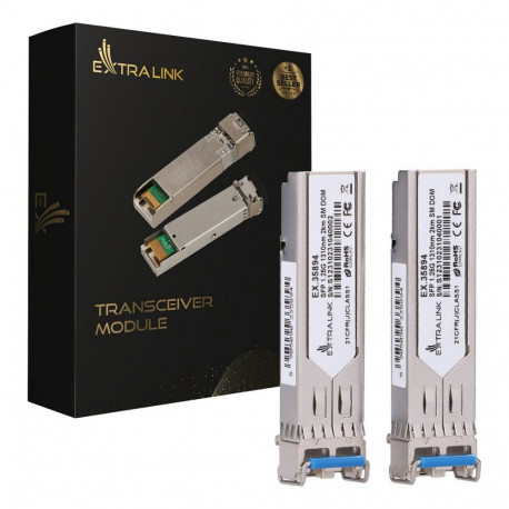 "Extralink SFP-Modul SFP 1.25G 2-pack, 1.25Gbps, LC/UPC, 1310nm, 2km, Einzelmodus, DOM"