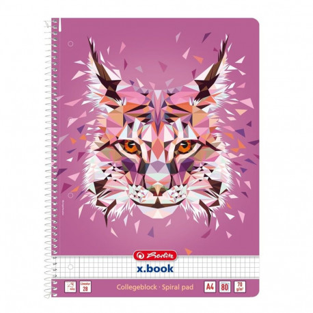 Herlitz spiraalkaustik, A4/80 ruuduline Wild Animals / Ilves