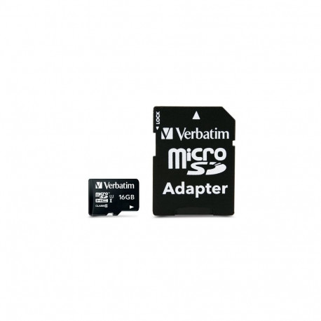 Verbatim 44082 Premium U1 Micro SDHC Memory Card 16GB + microSD to SD Adapter