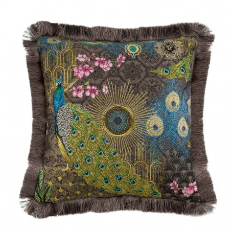 Padi GLAMUUR 45x45cm lukuga, karvase äärega, paabulind, kangas 50% puuvill, 50% polüester, kangas 04