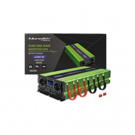 QOLTEC 51943 Przetwornica napięcia Monolith / ładowanie baterii / UPS / 2000W / 4000W / 12V na 230V 
