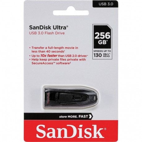 Ultra 256GB USB-A 3.2 Gen 1, must/punane