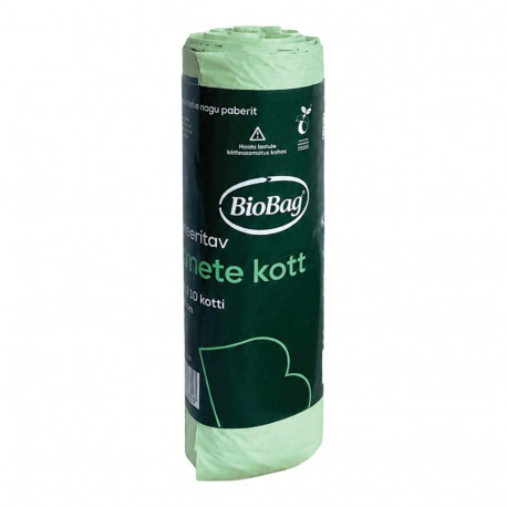 Prügikott 10L (420x360+100mm) 15 mic biolagunev komposteeritav BIOBAG 10 tk