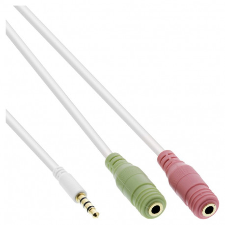 Peakomplekti adapterkaabel 3.5mm pistik 2x3.5mm pesadesse, 1m, valge