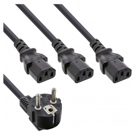 "INLINE Netz-Y-Kabel 1x Schutzkontaktstecker zu 3x Kaltgeraetestecker 1,8m"