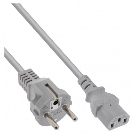 "INLINE Netzkabel Schutzkontaktstecker gerade auf Kaltgeraetestecke grau 5m"