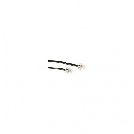 "Black 3 meter flat telephone cable with RJ11 connectors"