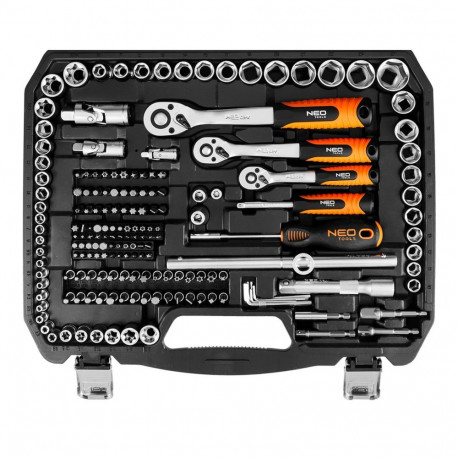 NEO TOOLS padrunvõtmete komplekt 1/2", 1/3", 220 osa, satiinviimistlus