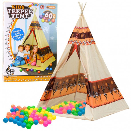 Indiaani tipi telk lastele + 60 palli 155cm