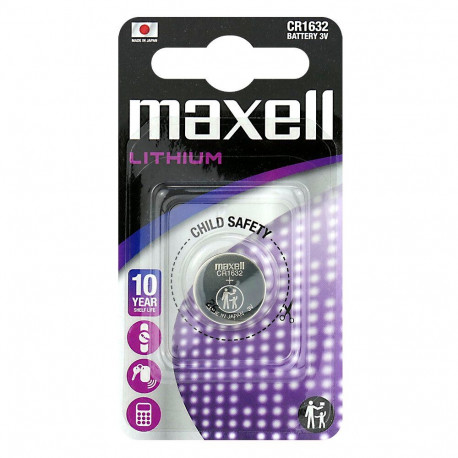 Battery - Maxell CR1632 3V Lithium Coin Battery 15mm x 15mm