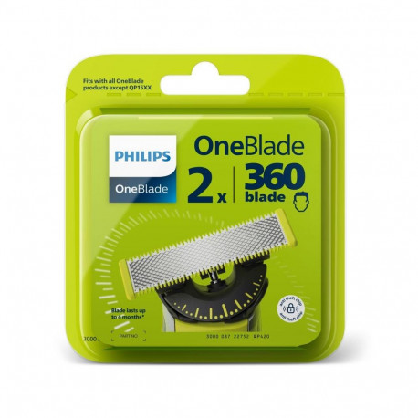 Shaving Head - Philips Norelco OneBlade QP420/50 Replacement 2 Pack Silver