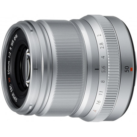 Fujifilm Fujinon XF 50mm f/2 R WR lens, silver