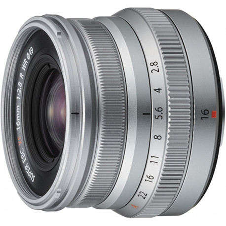Fujifilm Fujinon XF 16mm f/2.8 R WR lens, silver