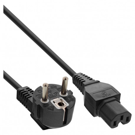 "INLINE Netzkabel Schukostecker gewinkelt auf Warmgeraetestecker C15 schwarz 3m"
