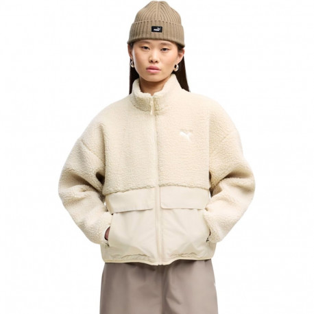 Kurtka damska Puma Re:Fibre Sherpa kremowa 694567 87 L