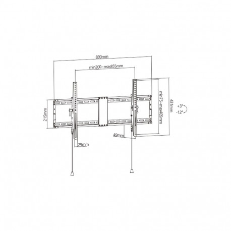 Gembird telerikinnitus/alus WM-90T-01 2.29m (90"), must