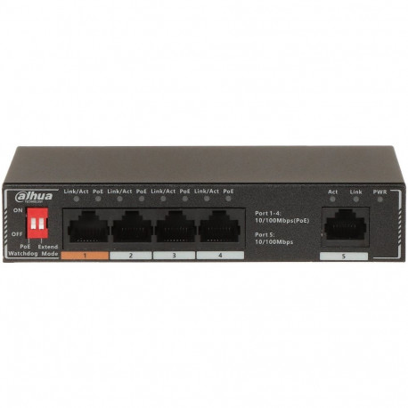Dahua Technology PoE-võrgulüliti SF1005P, haldamata, L2 Fast Ethernet (10/100), Power over Ethernet 