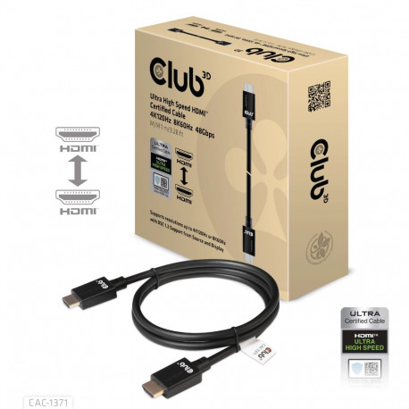 CLUB3D HDMI-kaabel Ultra High Speed 4K120Hz 8K60Hz sertifitseeritud 48Gbps M/M 1m/3.28ft