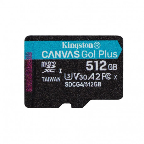 Kingston Technology 512GB microSDXC Canvas Go Plus Gen4 200R A2 U3 Single Pack w/o ADP
