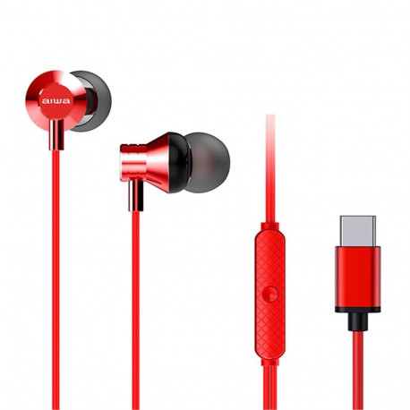 AIWA kõrvasisesed stereokõrvaklapid mikrofoniga ESTM-50USB-C/RD (USB) (8435256900293), punased
