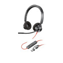 POLY stereo-peakomplekt 3320 Microsoft Teamsi sertifikaadiga USB-C, USB-C/A-adapter, must