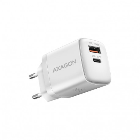 Axagon Axagon Sil wallcharger 2x port (USB-A + USB-C), PD3.0/QC4+/PPS/AFC/Apple. 30W total power.