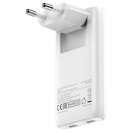 "Verbatim Fold ´n´ Go GaN Charger 65W EU plug White"